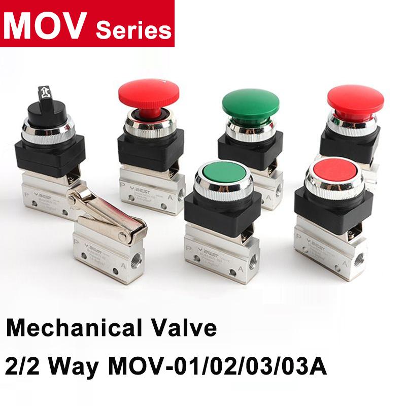 1PCS Push Button Pneumatic Mechanical Valve MOV-01 MOV-02 MOV-03 MOV-03A Manual Valve Air Switch Control Valve Momentary