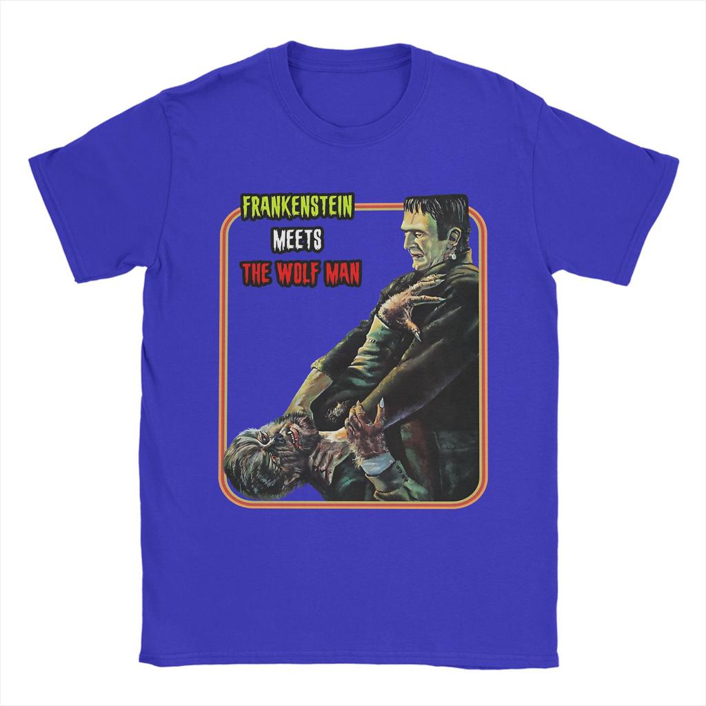 Vintage Frankenstein Meets the Wolfman T Shirt Unisex Cotton Short Sleeve  O-neck Summer Clothing