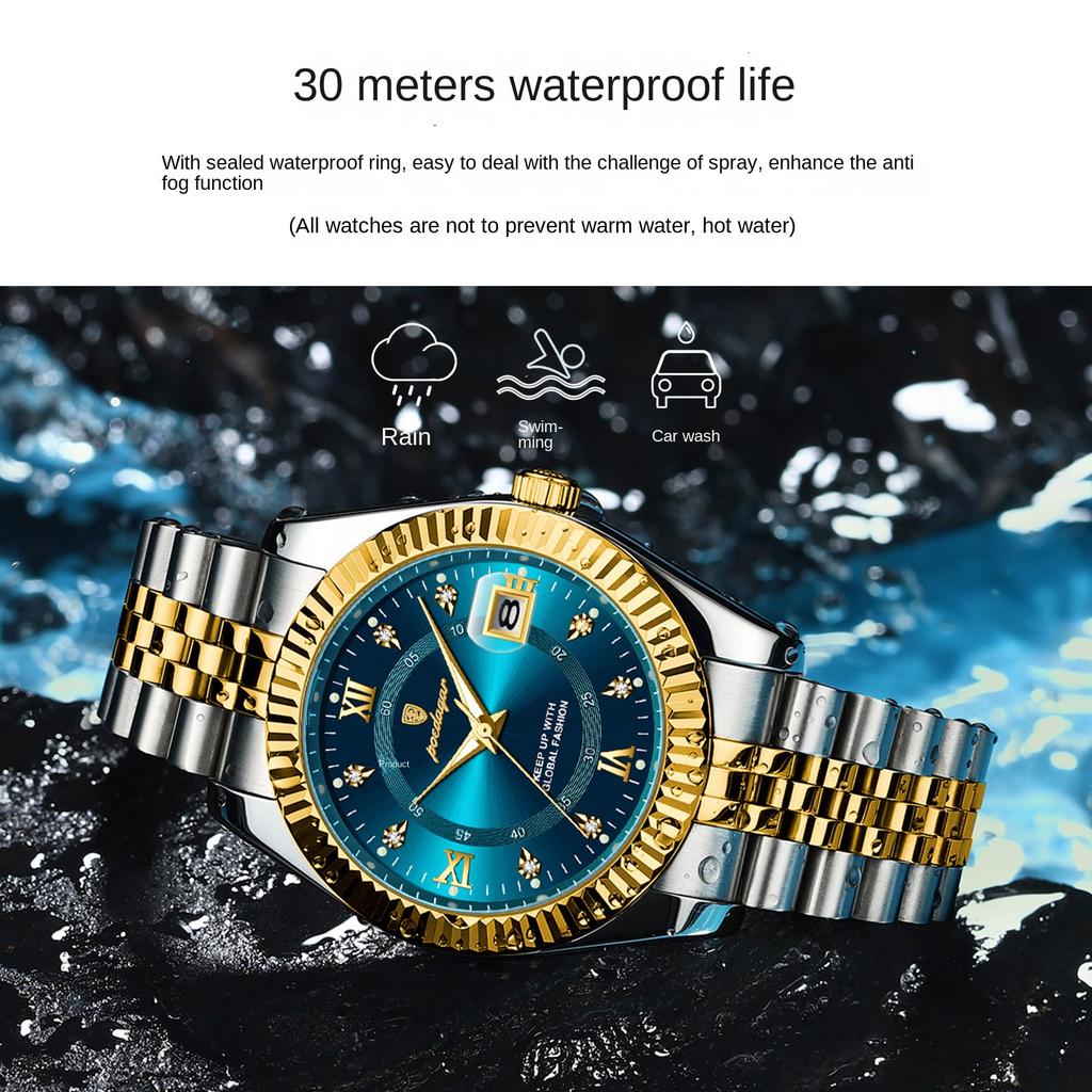 Brand Luxury Men's Watch New Business Quartz Watch Man Diamond Calendar Clock