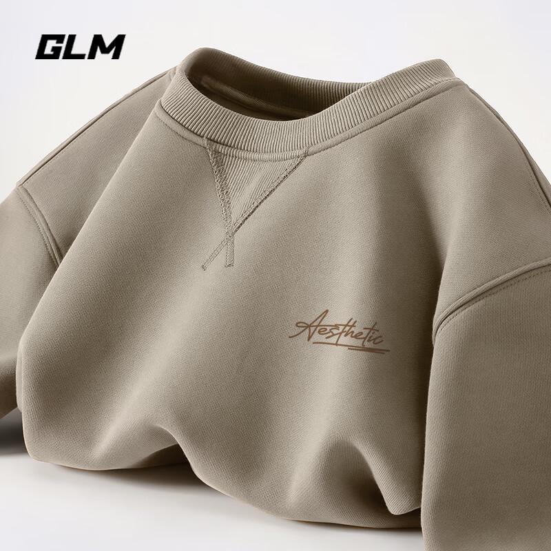 GLM Men's Loose Fit Crewneck Letter Print Sweatshirt