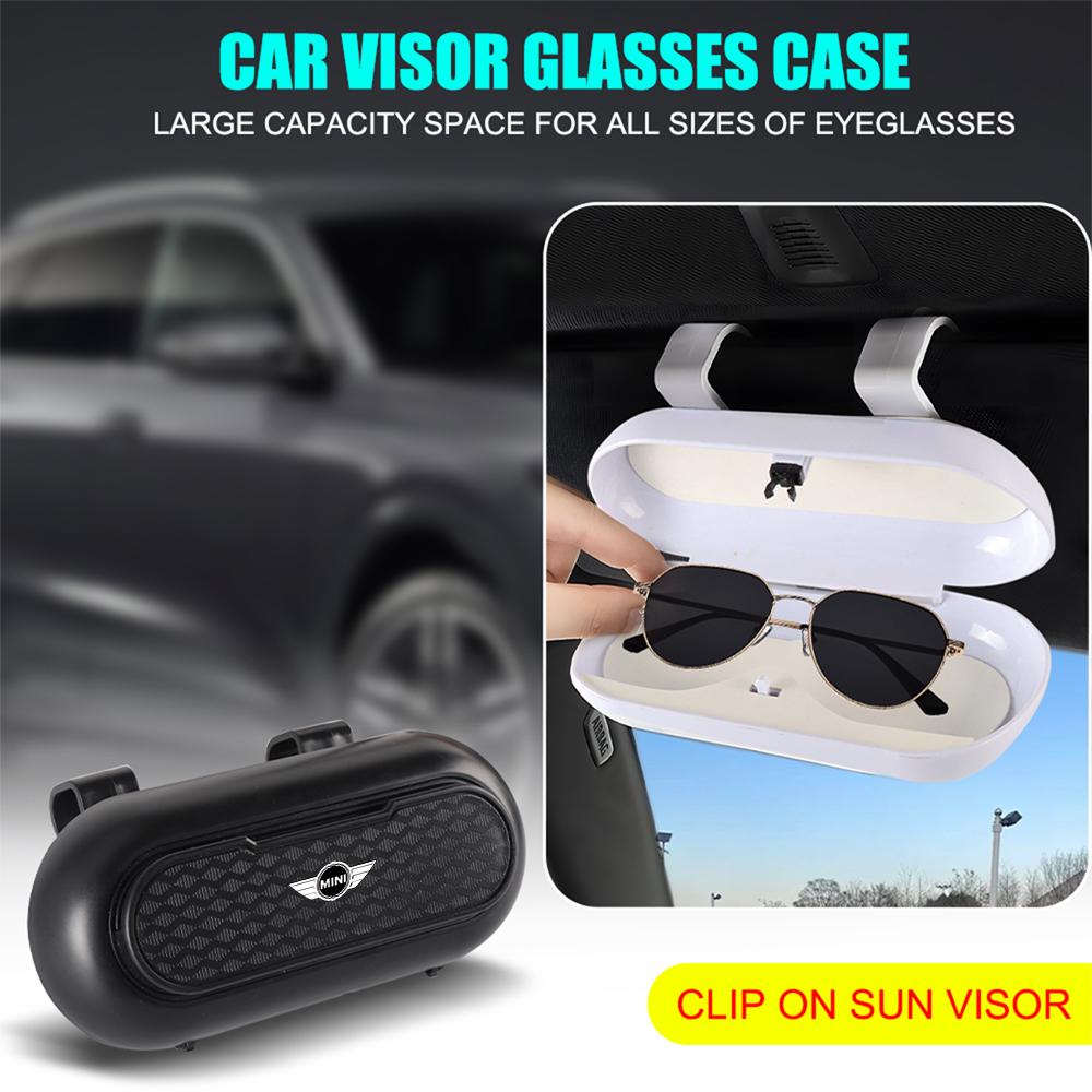 HQZQB1 Car Sun Visor Eyeglass Card Holder Sunglasses Storage Box Case For MINI Cooper S JCW WORKS R55 R56 F55 F56 R57 R58 R59 R50 R60