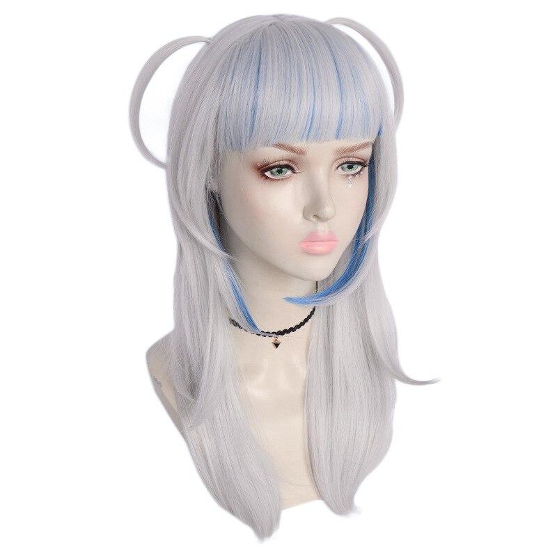 Anime Women Cosplay Wig Hololive ENG Gawr Gura Shark Halloween Carnival Party Wigs Women Heat Resistant Synthetic Hair + Wig Cap