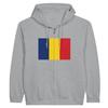 Sweat à capuche à Fermeture éclair - PIXELFORMA - Drapeau de la Roumanie - Gris - Manches longues - Mixte