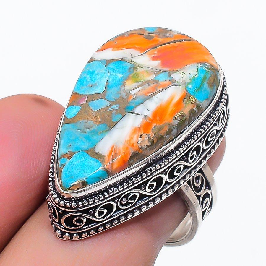 Spiny Oyster Gemstone 925 Sterling Silver Jewelry Ring Size 7.5