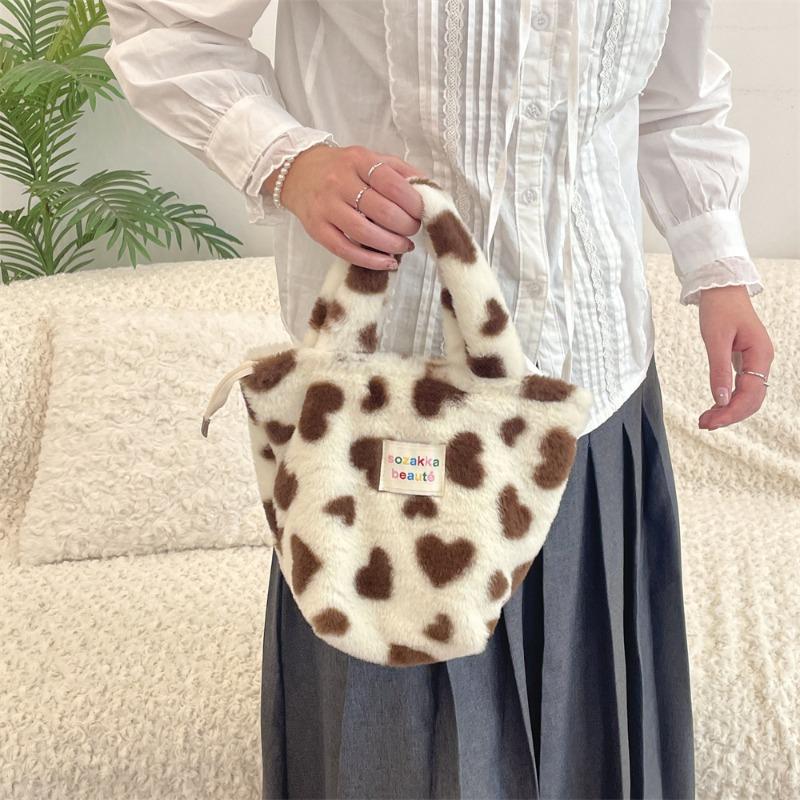 11 Новая зимняя плюшевая сумка женская сумка для бенто в горошек сумка для покупок для работы