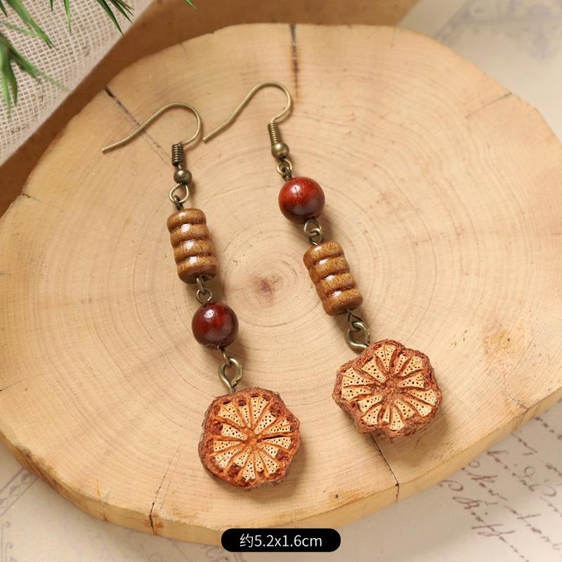 Оригинальные серьги Mori Plant Fruit, натуральные желуди, ручная работа, ретро-женские длинные серьги, этнический стиль, литературная и традиционная китайская медицина