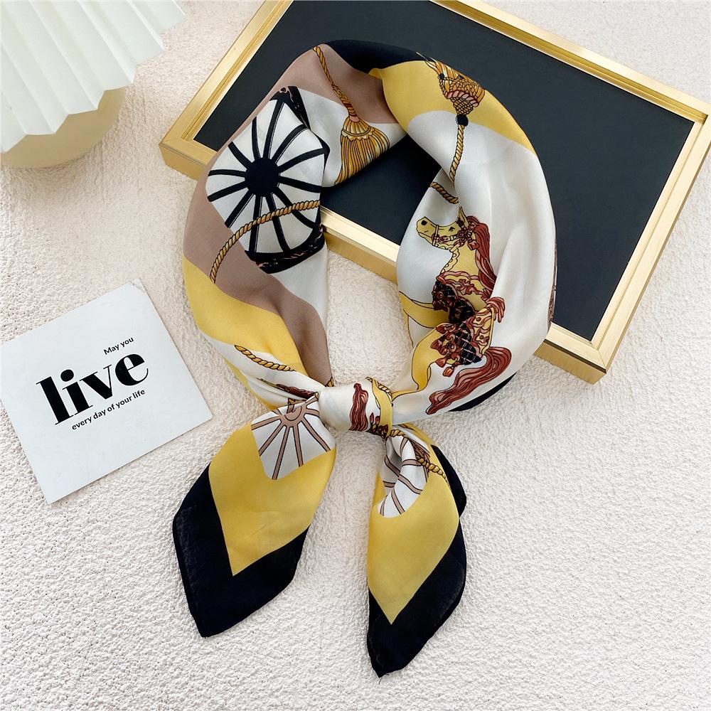 70 Silk Scarf: Small Square for Women - Lightweight Korean Fashion, Perfect for Spring, Summer, Autumn; Stylish for Flight Attendant or Neck Accessory