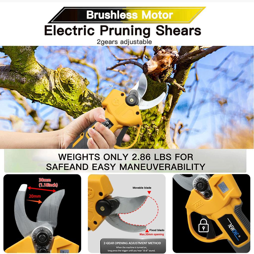 NEWONE Беспроводные ножницы 18 В с ЖК-дисплеем, совместимые с аккумулятором LXT, максимальный диаметр резки: 30 мм, регулировка переключателя на 2 скорости
