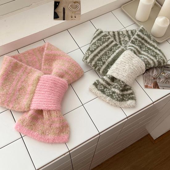 Winter Scarf Small Hole Design Thickened Warm Print Scarf Windproof Cold-Resistant Women Neck Warmer