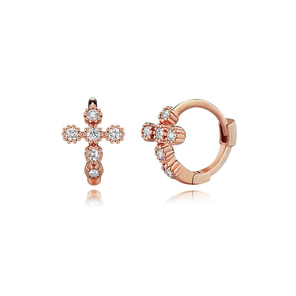 Roseedor Tiny Shine Cross One-Touch Earrings_250100319