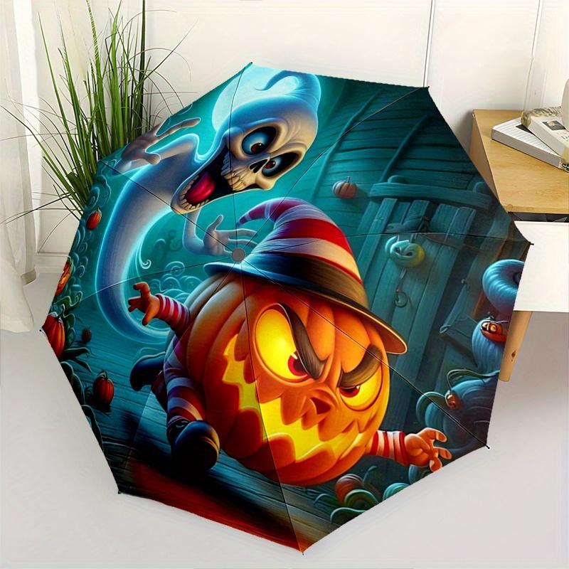 1pc Lively Pumpkins and Ghosts Automatic Opening and Closing Umbrella - Suitable for Various Occasions, Outdoor Activities, Lightweight and Durab
