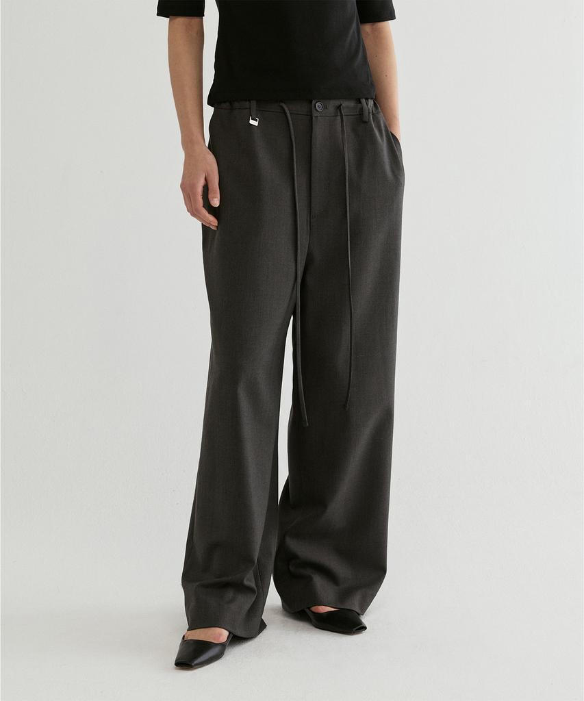 FROMWHERE Wide Easy Drawstring Pants Charcoal Gray