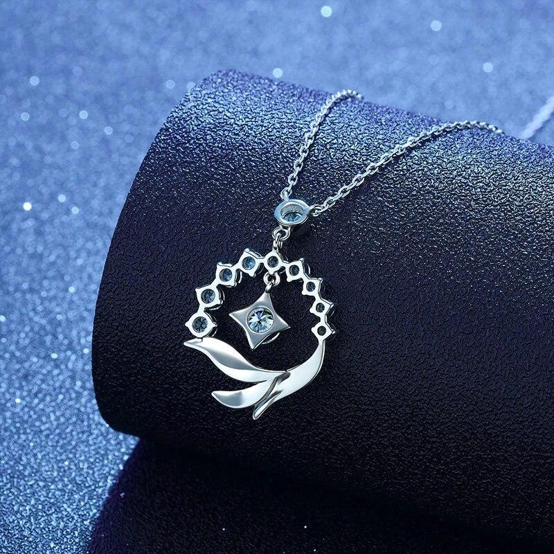 Real Moissanite Diamond Necklace For Women Girls 925 Sterling Silver Mini Moissanite Dolphin Pendant Necklace Fine Jewelry