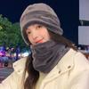 Женская теплая шапка из плюшевой пряжи, осенне-зимняя, ветрозащитная, шарф-капюшон, лыжная вязаная хлопковая шапка, спортивная шапка для велоспорта