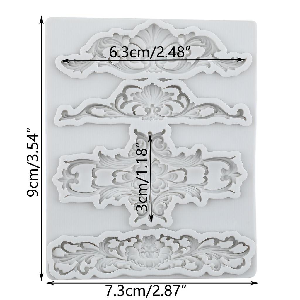 Силиконовые формы с барочным бордюром, рельефные формы для цветов, форма для мастики, инструменты для украшения торта, топпер для кексов, форма для конфет, шоколада, гампасты