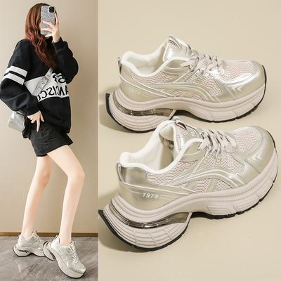 Парижские кроссовки для папы женские на платформе увеличивающие рост сетчатые дышащие повседневные кроссовки 2025 весна и лето новая спортивная обувь ins тренд