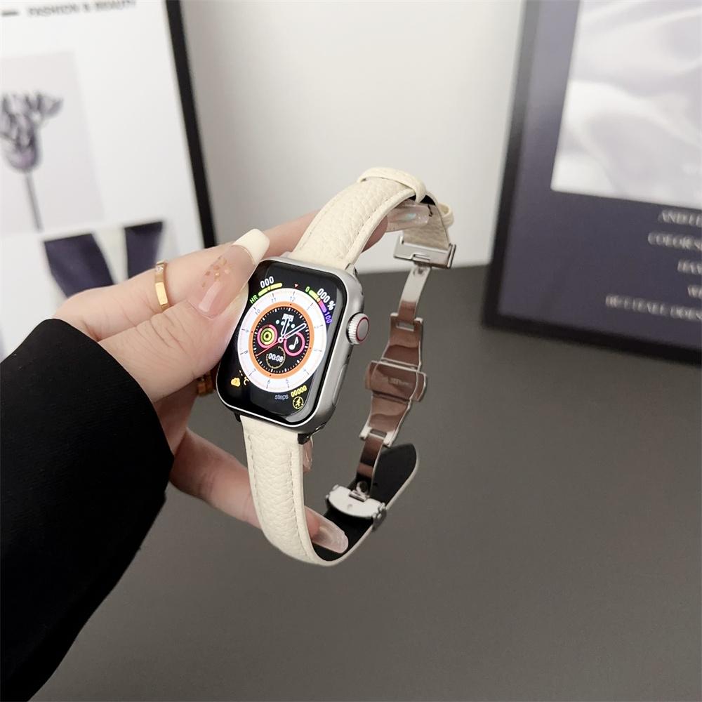 Тонкий кожаный ремешок для Apple Watch Ultra Band 49 мм серии 7 8 41/45 мм Correa 38/42 мм Браслет на запястье iWatch SE 6 5 4 3 40 мм/44 мм