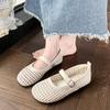 Mesh Breathable Flat-soled Single Shoes Women's 2025 Summer New Hollow Woven Round Head One-word Buckle with Mary Jane Sandals