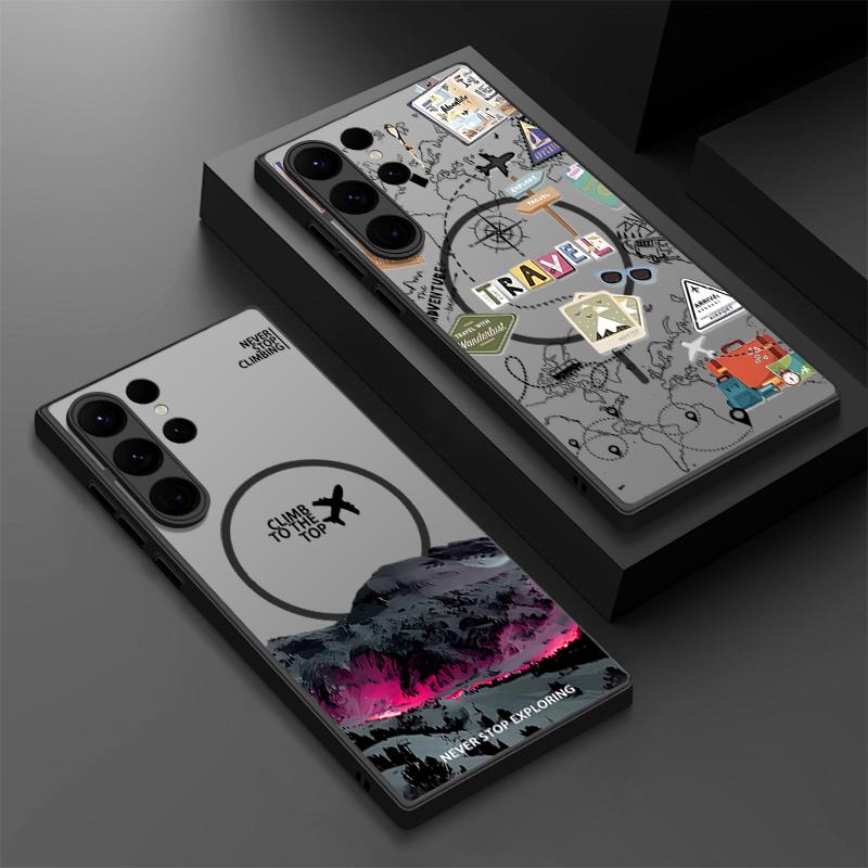 Mountain Peak Aircraft Print Case For Samsung Galaxy S25 S23 S24 Ultra S21 S20 S24 FE S22 Plus For Magsafe Magnetic Matte Cover