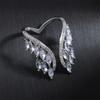 ZAKOL Fashion White Zirconia Leaf Open Rings for Girl Trendy Crystal Wing Finger Adjust Ring Party Women Jewelry