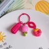 With Tassel Sweet Resin Tulip Keyring Young Girl's Heart Tulip Flower Keychain Pendant   Girls