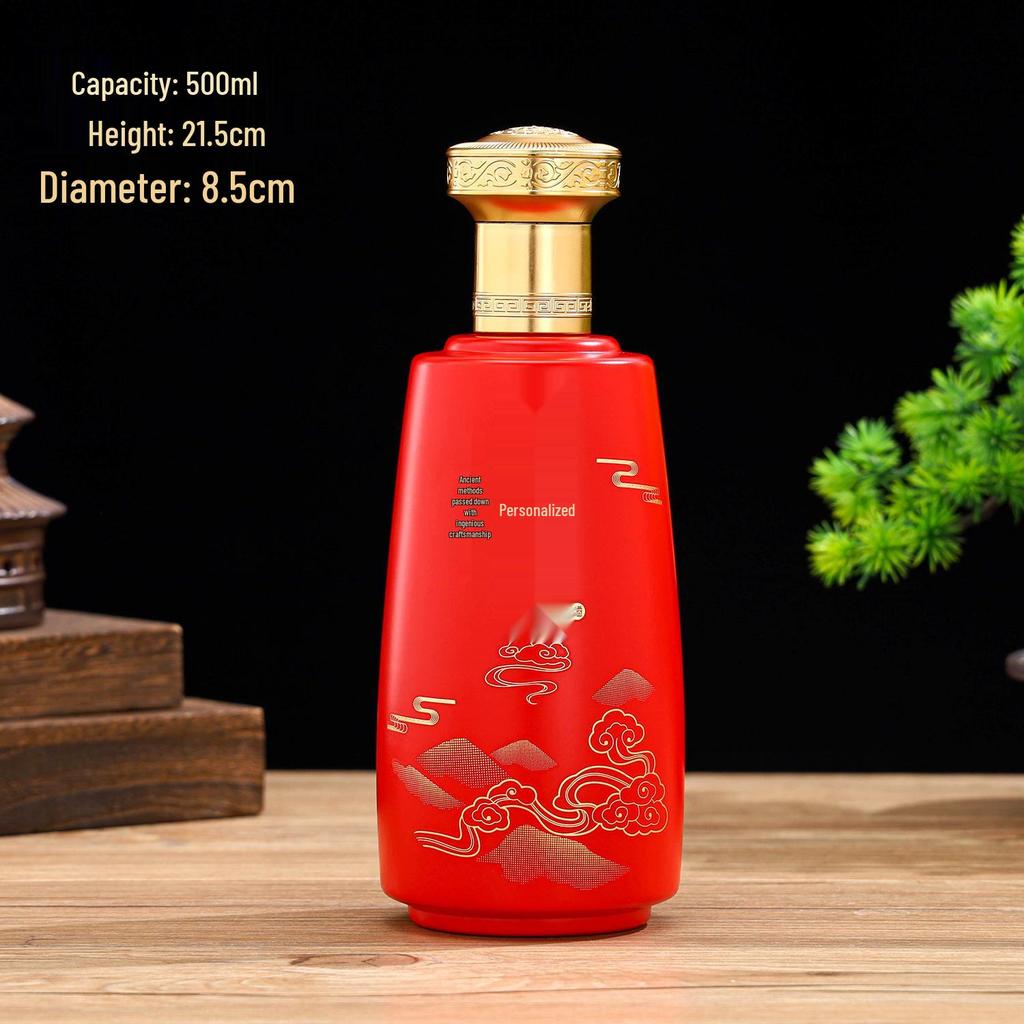 500ml High-End Sprayed Glass Wine Bottles with Customizable Logo and Gift Box Packaging - Baijiu Empty Bottles