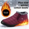 Мужские и женские зимние хлопковые ботинки с водонепроницаемой и плюшевой изоляцией, модные короткие ботинки большого размера, зимние ботинки на одну ногу