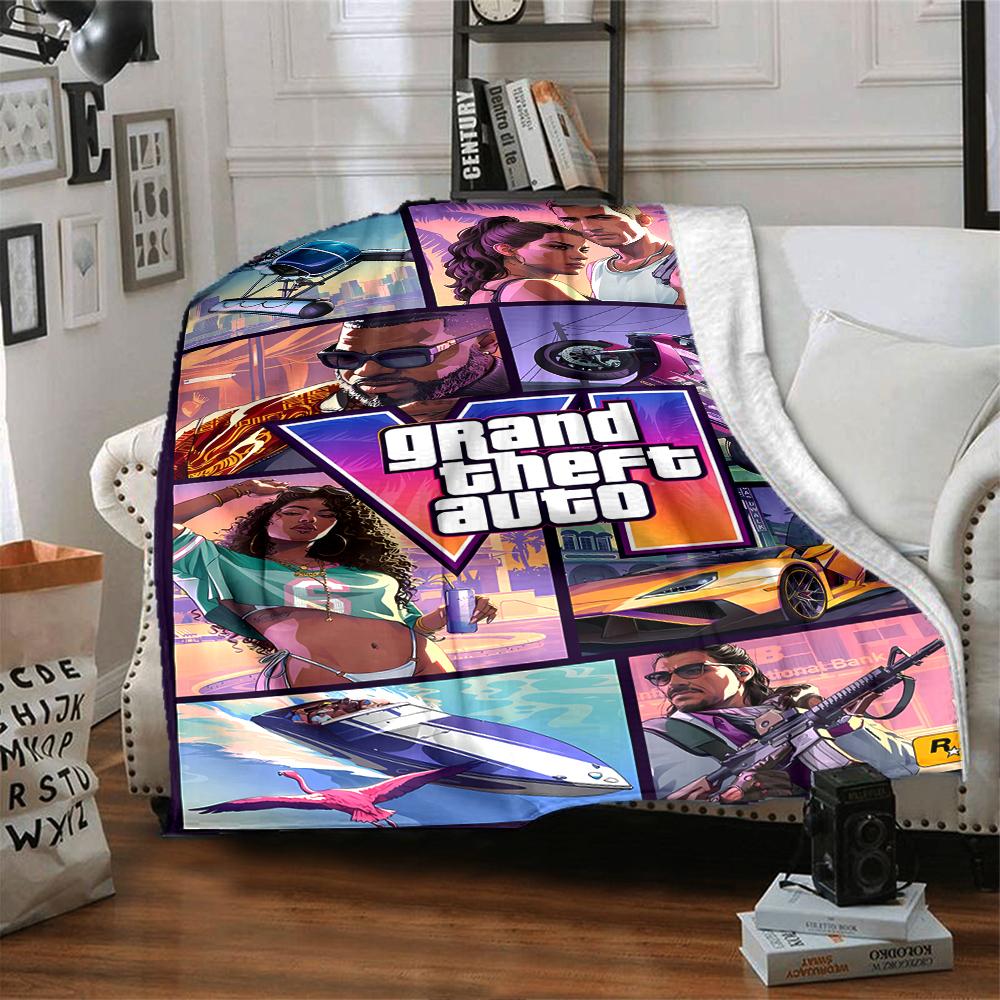 1pc Blanket - Game Grand Theft Auto Print Design,Lightweight Blanket for Sofa,Bed- Soft &Warm,Gift for All Seasons
