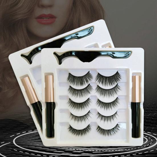1 Set Magnetic Eyelashes with Eyeliner Tweezer Natural Looking Magnetic Fake Lashes with Applicator Tool Women Girls Eye Makeup Tools