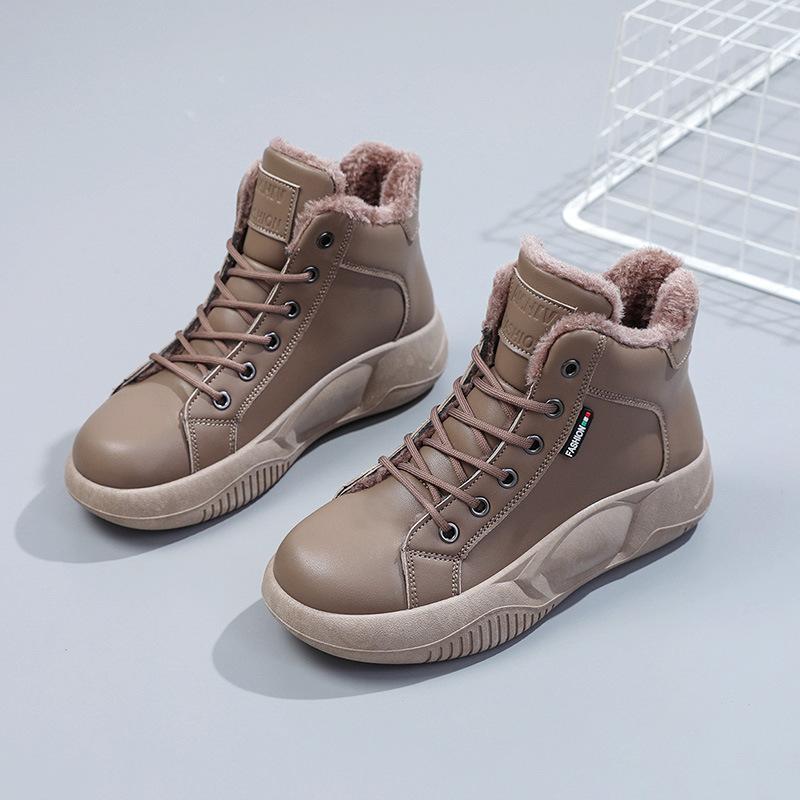 Женская обувь на толстой подошве, повседневная обувь с высоким берцем и мягкой подкладкой, женская обувь на осень и зиму 2023, новая модная женская обувь с круглой головкой