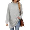 Autumn Winter Mid-Length Pullover Long Sleeves Thick Warm Knitwear Hoodie Casual Solid Color Half High Collar Loose Pocket Sweatshirt