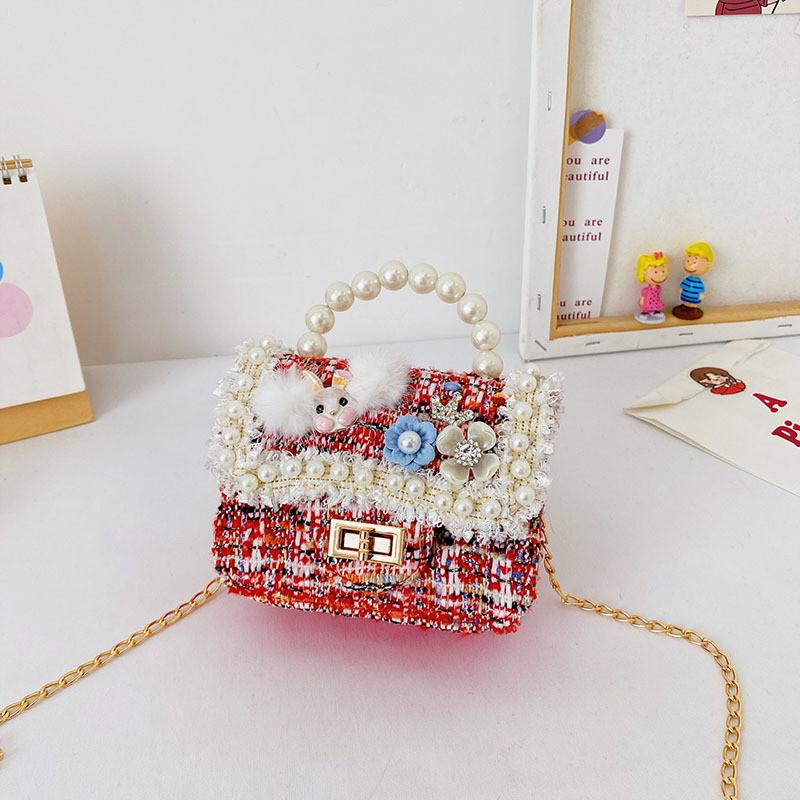 Сумочка Жемчужная Сумка Через Плечо из Легкого ПУ Материала Цепочка для Детей