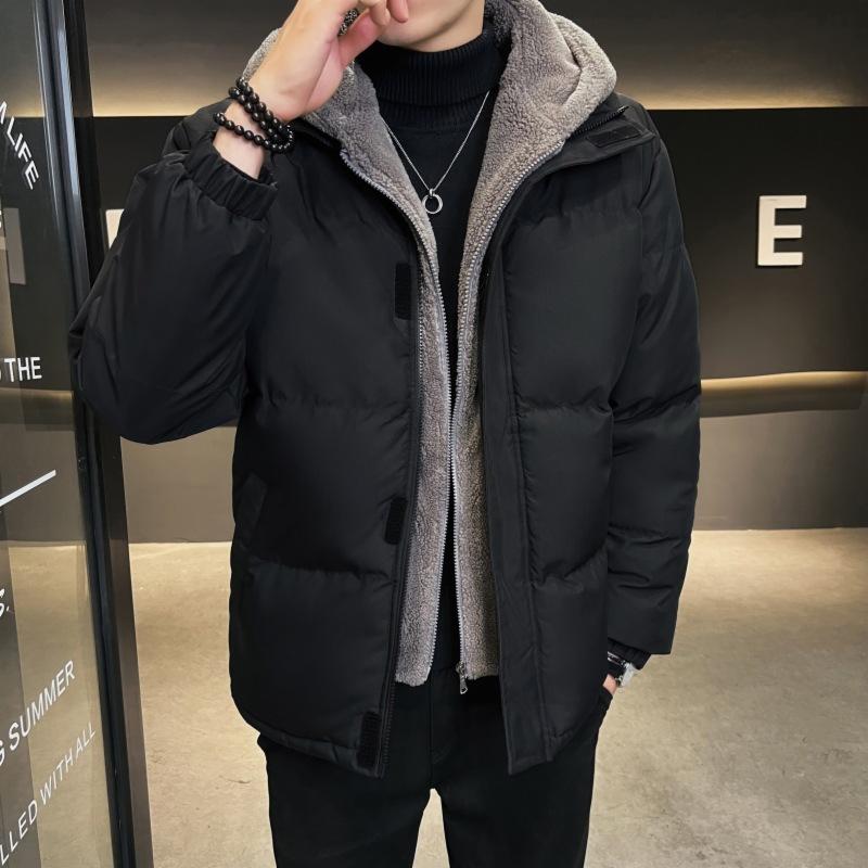 Зимнее хлопковое пальто мужское с капюшоном на пуху повседневное теплое хлопковое пальто мужское пальто