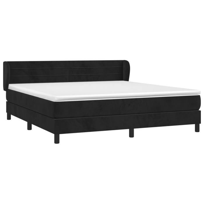 Maison Exclusive - Sommier à lattes de lit et matelas Noir 160x200 cm Velours