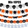 Mantle Hanging Decor Halloween Banner 3M Black Orange Paper Garland Spooky Pumpkins Bats Spider Party Decoration Solution