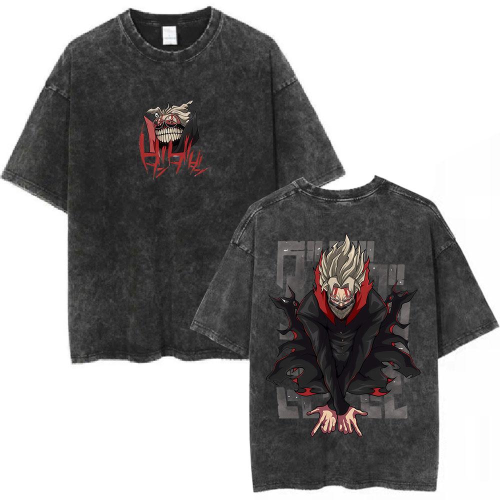 Anime Dandadan Ken Takakura Okarun Tshirt Men Women Fashion Vintage Washed Short Sleeve T Shirts Cotton Oversized Tshirts