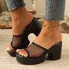 Fashion 2025 Women's Sandals High Heeled Shoes Fashionable Peep Toe Fishing Net Shoes Lightweight Comfortable