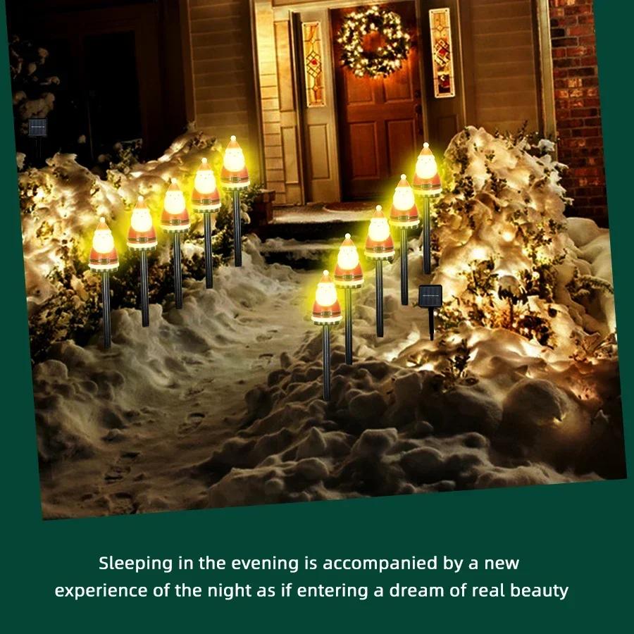 Рождественские светодиодные фонари на солнечных батареях Санта-Клауса, садовое украшение на елку, водонепроницаемый светильник, уличный фонарь на столбе, газон, ландшафтный светодиодный солнечный свет