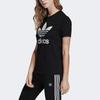 adidas Оригинальная футболка Trefoil Color Block с принтом логотипа Спортивная Американский Винтаж Круглый вырез Короткий рукав Футболка Женские Топы Черный FM3311