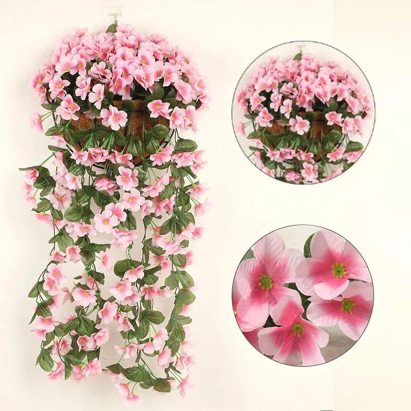 1pc Fake Hanging Flowers Artificial Violet Ivy Flowers Plant for Outside Outdoor Patio Garden Porch Wedding Home Decorations