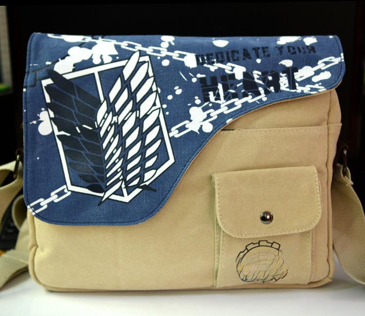 Атака титанов Sword Art Pirates Холщовая сумка через плечо Ninja Anime Backpack Black Butler