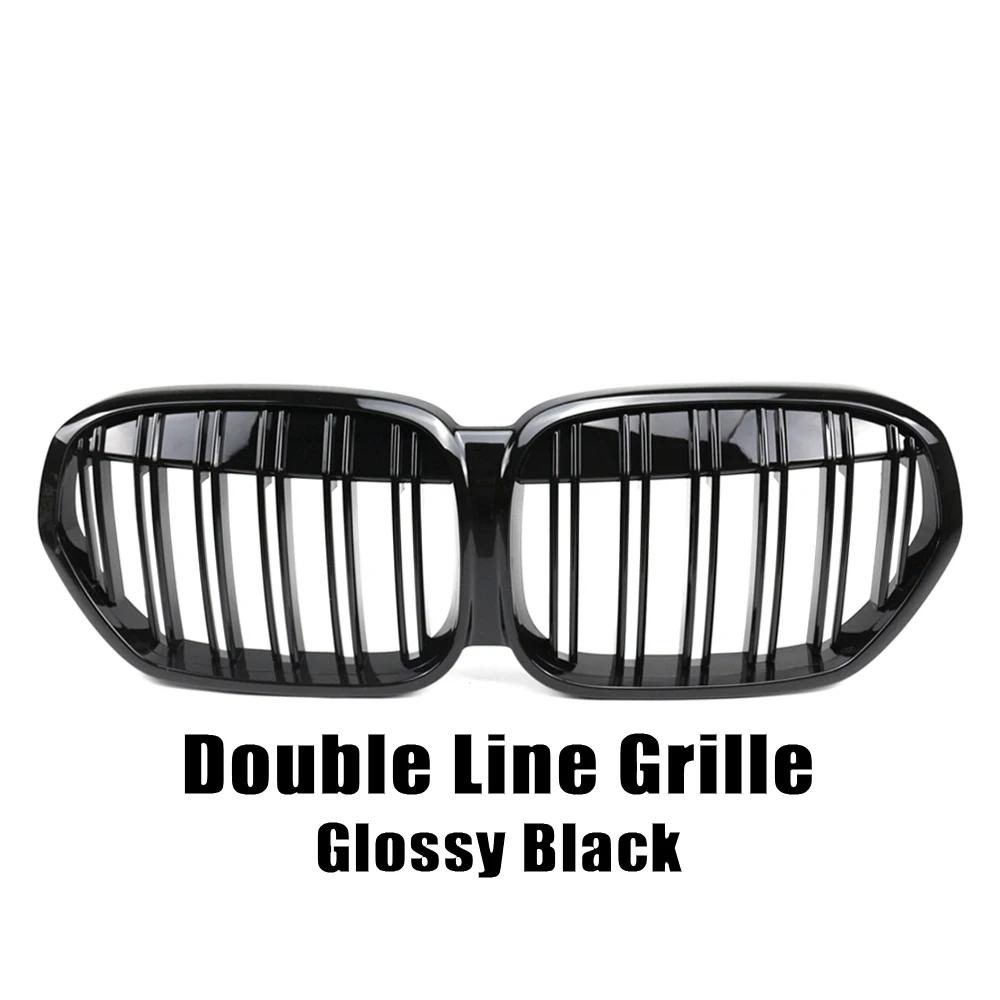 kyapx5 XVIP Carbon Fiber Look Double Line Style Front Racing Grills For BMW X1 F48 LCI 2020-2022 All Black Diamonds Style Upper Grilles