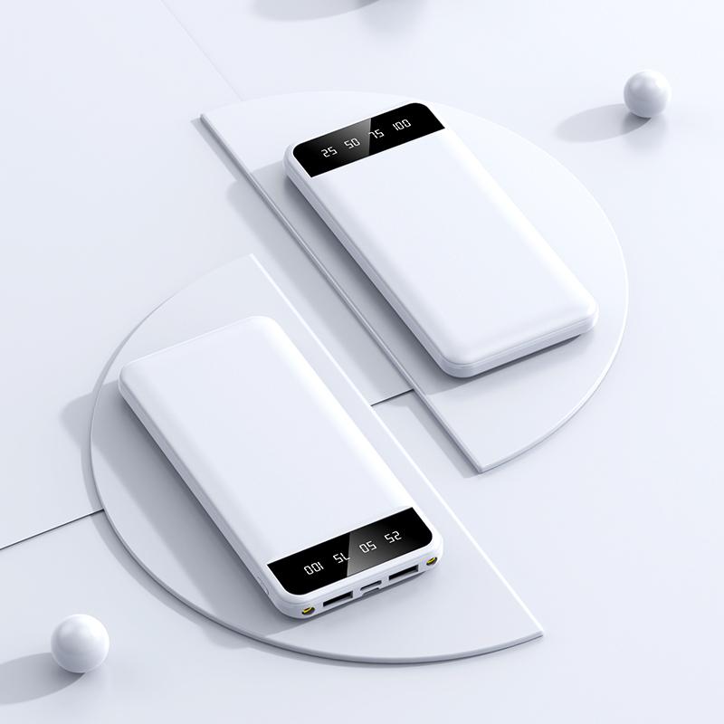 Ультратонкий аккумулятор Power Bank Портативное зарядное устройство большой емкости 20000 мАч Мобильная станция смены питания со светодиодной подсветкой