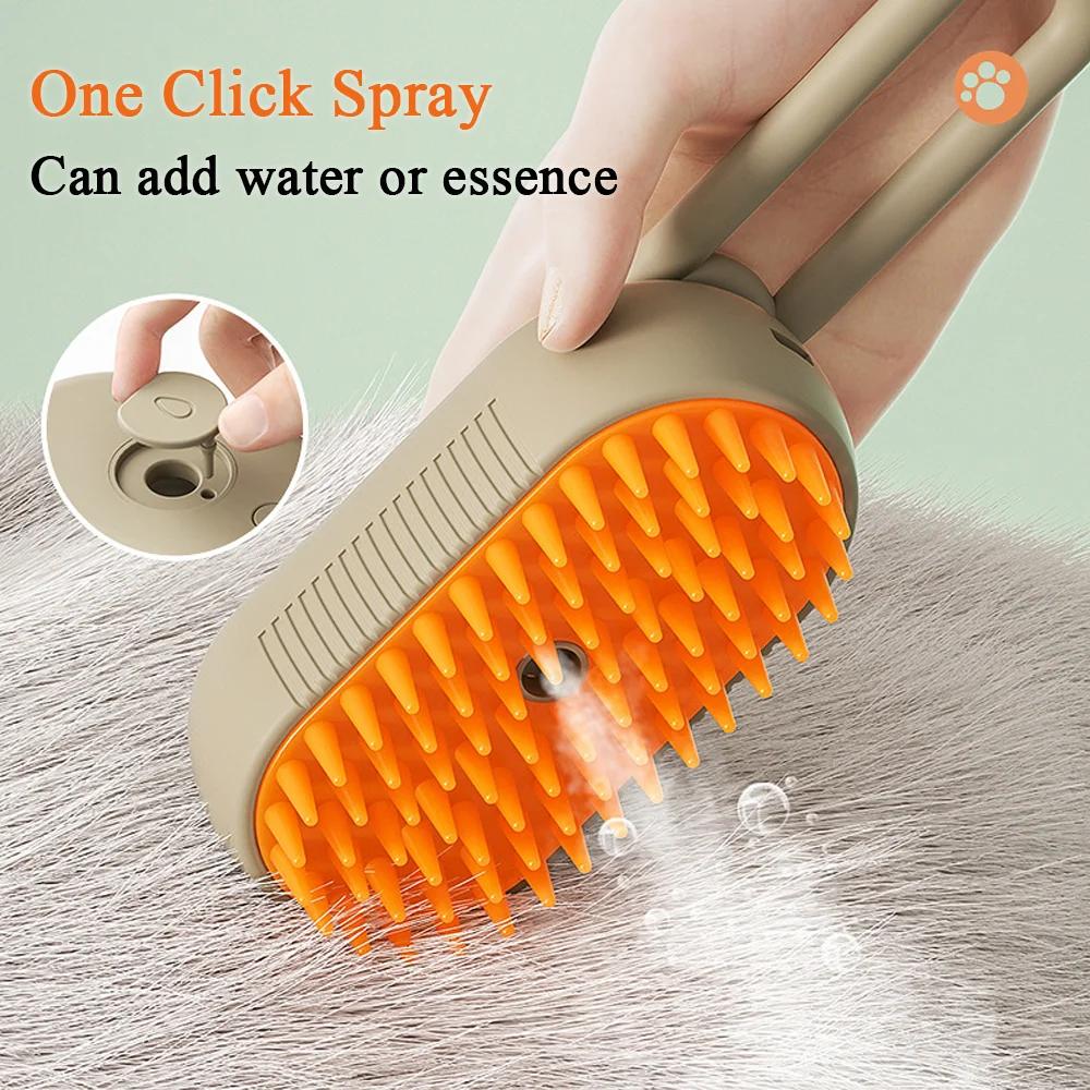 Steamy Cat Dog Brush 3in1 Электрические щетки для кошек с защитой от брызг и паровым спреем USB-зарядка Массажная расческа для ухода за домашними животными Расчески для удаления волос Новинка 2024 года