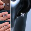 Piercing Wedding Engagement Jewelry Gifts Shiny Zircon Earrings Square White Diamond Stud