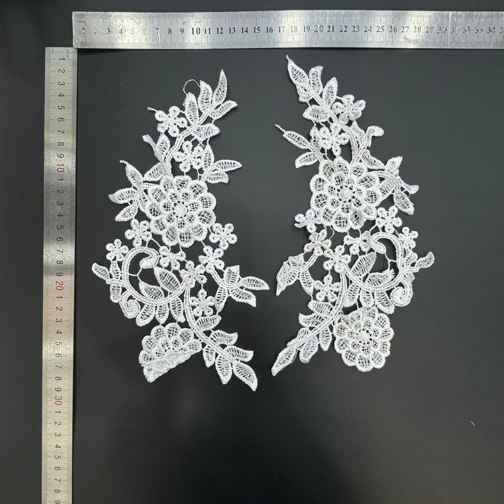 Lace Embroidery Pair Of Flowers, Polyester Light Embroidery Symmetrical Flower Pieces, Water-Soluble Lace, Hollow Lace Accessories Cloth Sticker