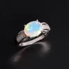 Colorful Natural Opal Ring 925 Sterling Silver Elegant Jewelry for Women Anniversaries & Banquets Gift