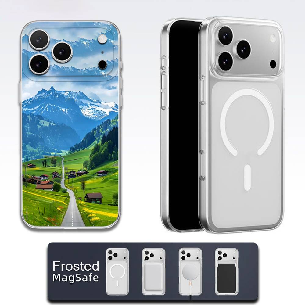 Чехол для телефона с изображением пейзажей Швейцарских Альп для iPhone 17,16,15,14,13,12,11,Pro,Max,Plus,E,Air,Mini Magsafe Прозрачный
