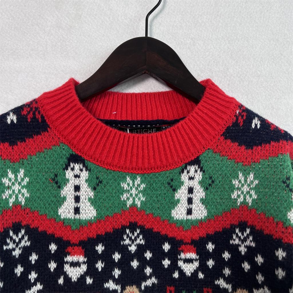 Christmas Sweater Autumn and Winter New Style Knitted Jacquard Acrylic Loose High Neck Long Sleeved Lazy Pullover New Year Sweater 3528