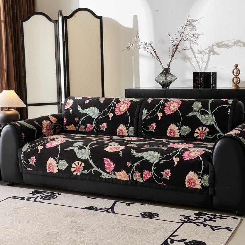 Короткая плюшевая диванная подушка Four Seasons с цифровой печатью, нескользящий кожаный чехол для дивана, новый чехол в американском стиле